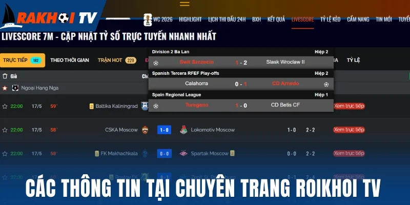 Các thông tin tại chuyên trang Roikhoi tv