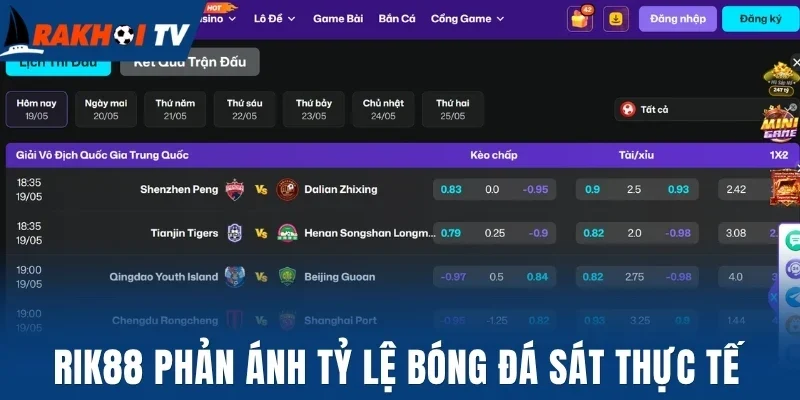 Rik88 phản ánh tỷ lệ bóng đá sát thực tế