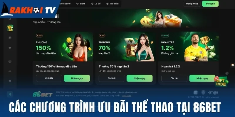 Các chương trình ưu đãi thể thao tại 86Bet 