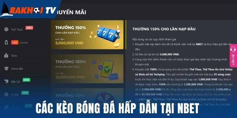 Các kèo bóng đá hấp dẫn tại Nbet