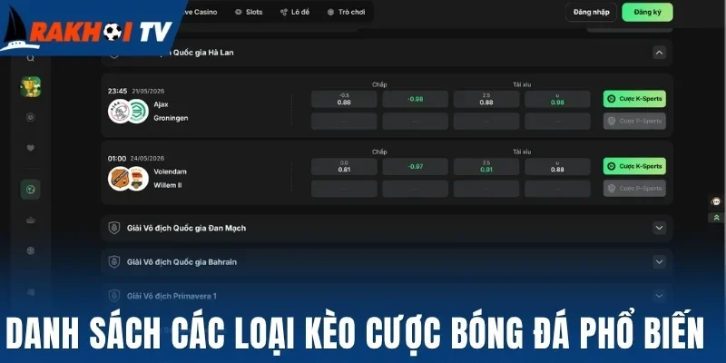 Danh sách các loại kèo cược bóng đá phổ biến 