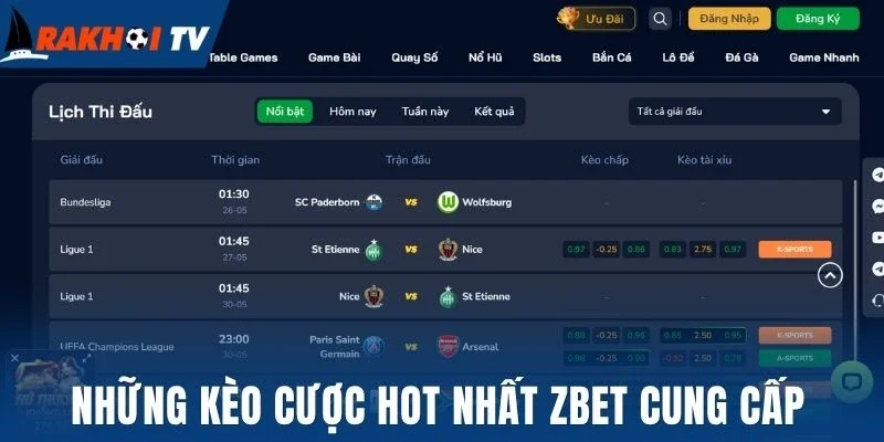 Những kèo cược hot nhất Zbet cung cấp